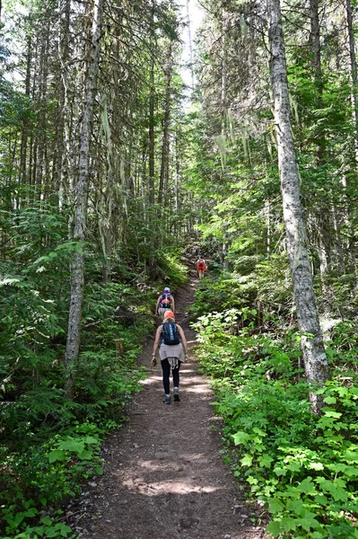 Young Women Hiking Stanton Lake Trail Great Bear Wilderness Montana — Photo