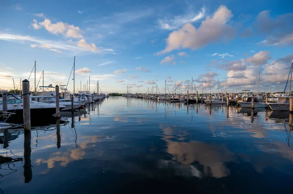 Dinner Key Marina Miami Florida Early Morning Light Calm Sunny — Foto Stock