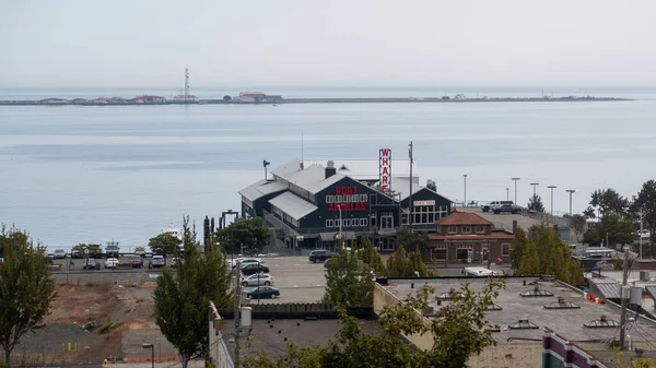 Port Angeles Washungton Wharf Terminal Dei Traghetti Alla Luce Del — Foto Stock