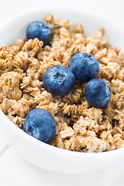 Oats granola with blueberries breakfast — Stock Photo, Image