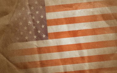 Vintage soluk kağıt Amerikan bayrağı bükülmüş