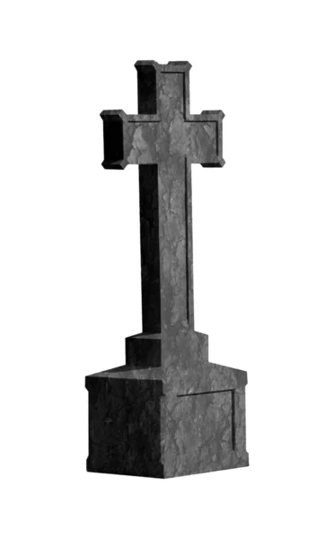 Kruis grafsteen geïsoleerd op witte achtergrond — Stockfoto