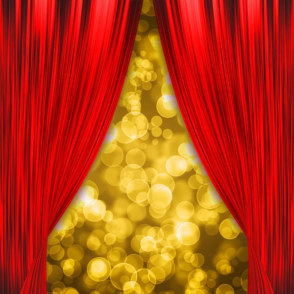 Duas cortinas vermelhas abrindo o show — Fotografia de Stock