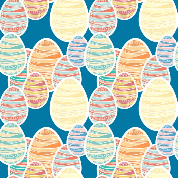 Векторный пасхальный узор с украшенными наклейками на яйца — стоковый вектор