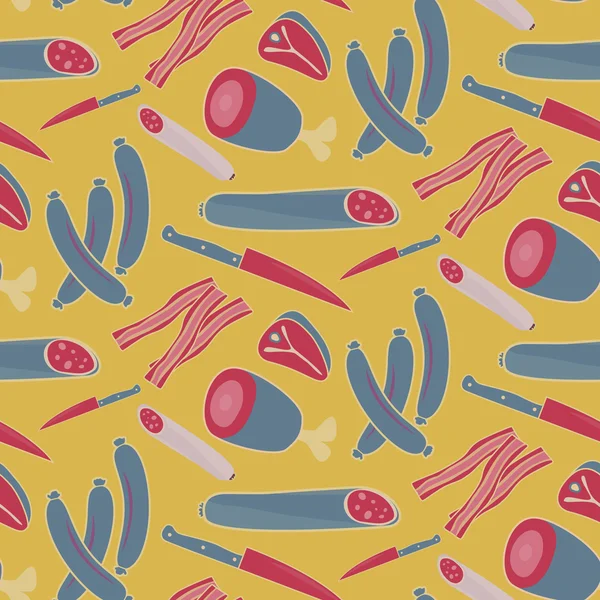 Seamless vector meat pattern on yellow — Stock Vector