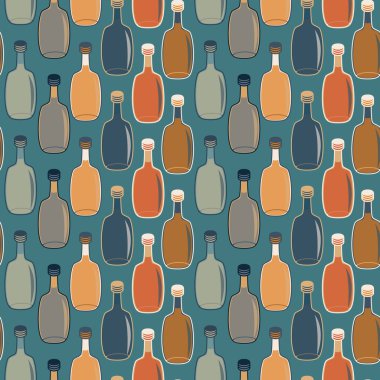 Dikişsiz vektör alkol şişeleri desen turkuaz