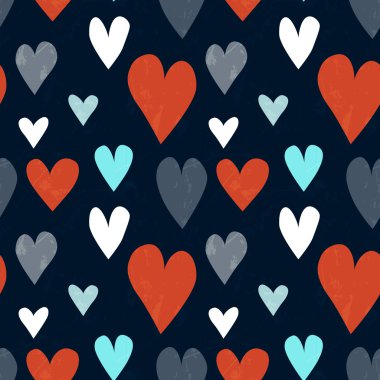 grungy sorunsuz vektörel kalp deseni Sevgililer günü için
