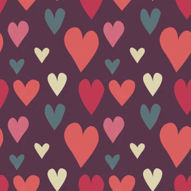 grungy sorunsuz vektörel kalp deseni Sevgililer günü için