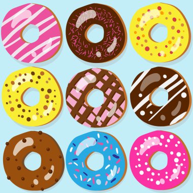 farklı Topingler ile 9 çeşitli halka simgelerin ayarlamak