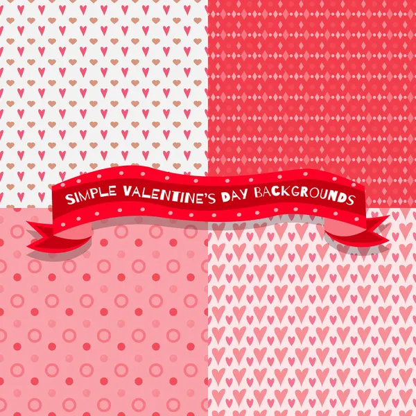 Set of four cute and simple valentine 's day backgrounds — стоковый вектор