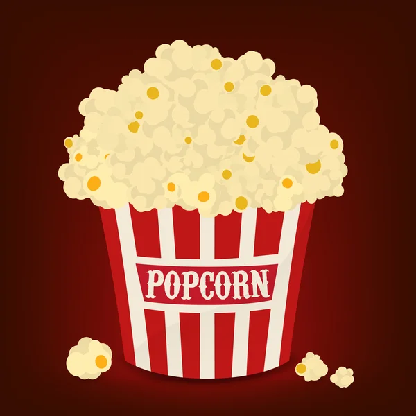 Rot-weiß gestreifte Vektortasche mit Popcorn — Stockvektor