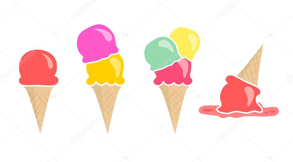 Set of four vector ice creams isolated on white