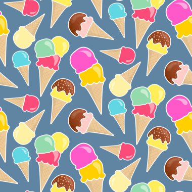 Dikişsiz vektör dondurma arka planda mutlu parlak renkler