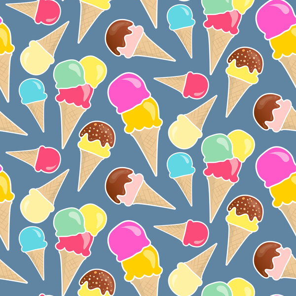 Seamless vector icecream background in happy bright colors