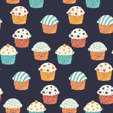 Dikişsiz vektör cupcake desen