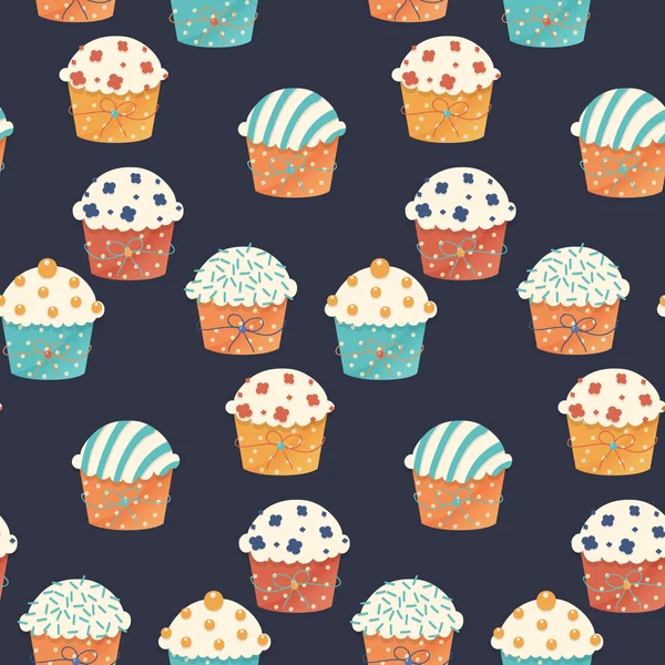 Patrón de cupcake vector inconsútil — Vector de stock