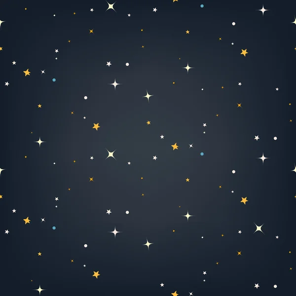 Cielo nocturno con estrellas patrón vectorial sin costuras — Vector de stock