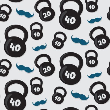 Dikişsiz vektör kettlebell desen