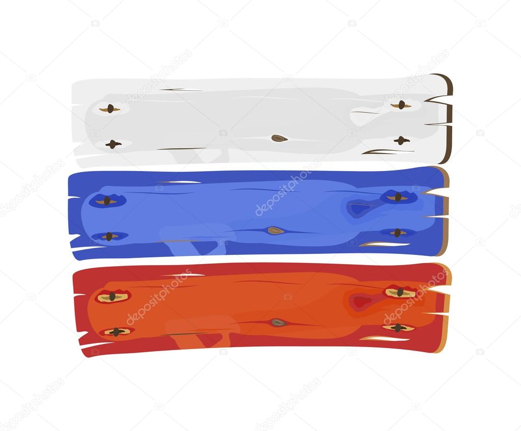 Russian flag painted on wooden planks isolated on white vector i