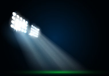bir futbol alan vektörü üzerinde iki sahne ışıkları