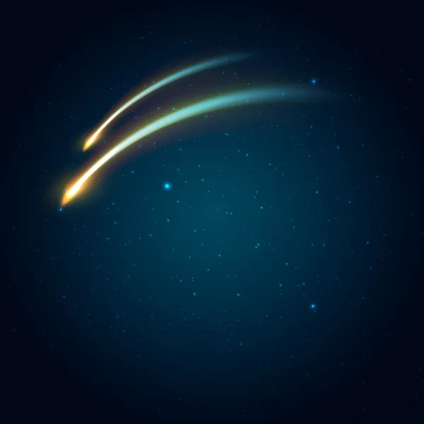 Dos cometas en el fondo del espacio. Ilustración vectorial con spa — Vector de stock