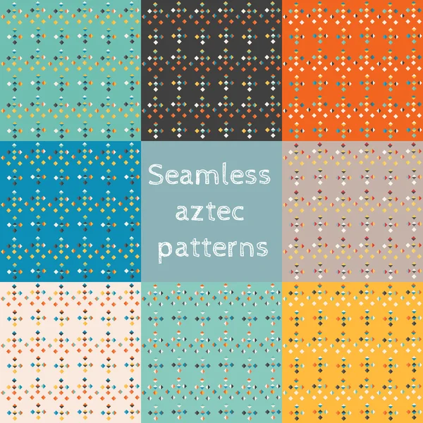 Set of 8 seamless ethnic aztec patterns — Stock Vector