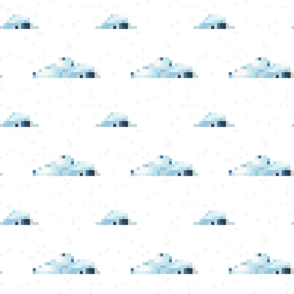 Seamless vector cloud pattern pixel art — Stock Vector