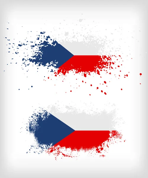 Vecteurs de drapeau éclaboussé par encre tchèque Grunge — Image vectorielle