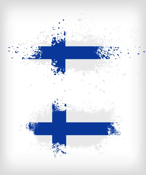 Grunge tinta finlandesa vectores de bandera salpicada — Vector de stock