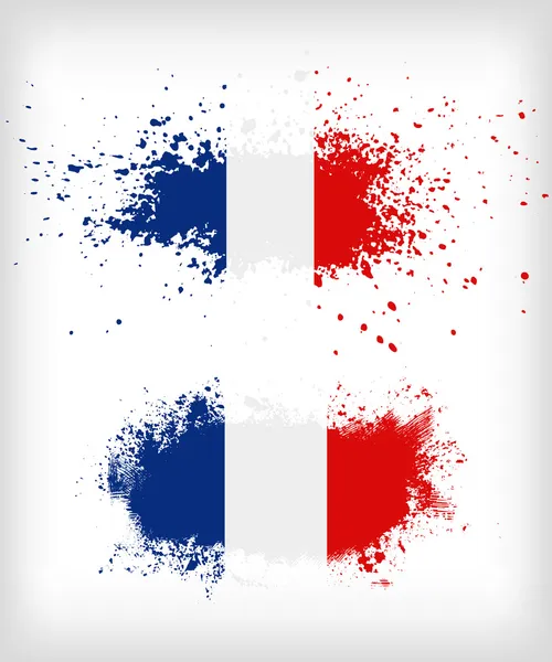 Grunge 法国墨水溅到国旗向量 — 图库矢量图片