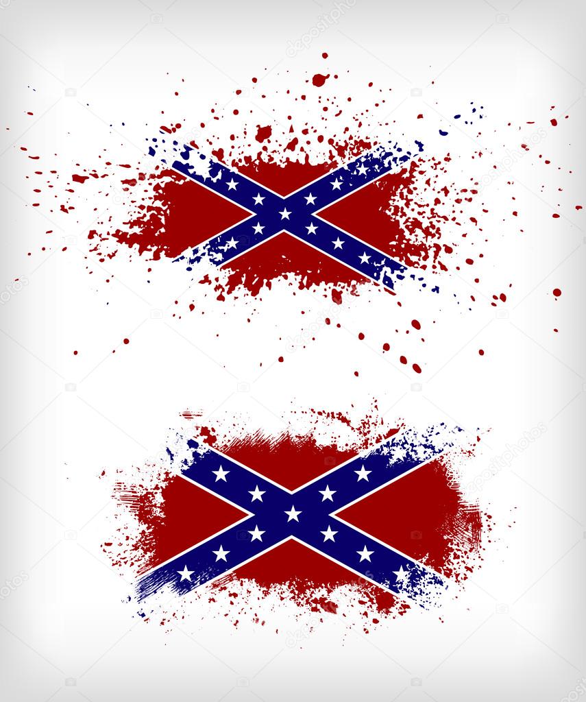 Grunge confederate flags vector set