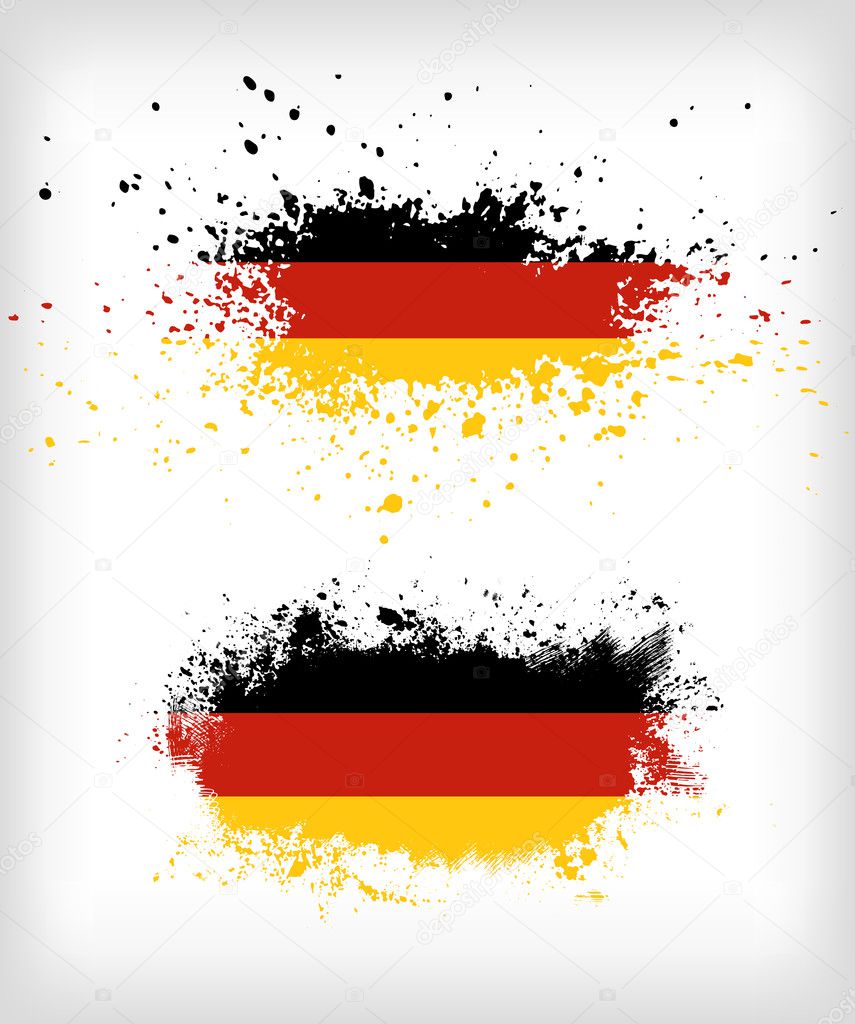 Grunge german ink splattered flag vectors