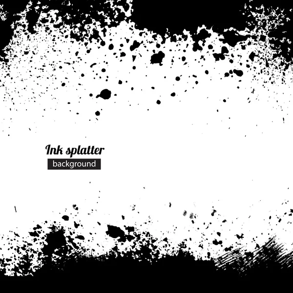 Grunge black ink splattered background — Stock Vector