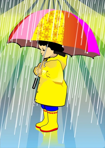 Девушка с зонтиком — стоковый вектор