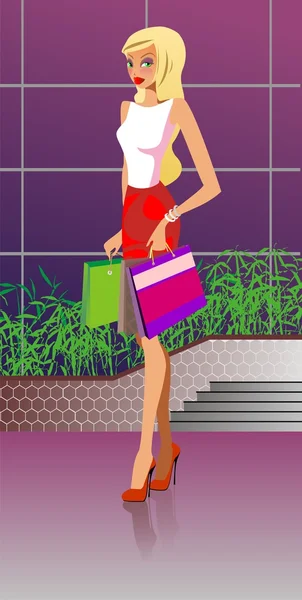 Dívka s nákupy — Stockový vektor