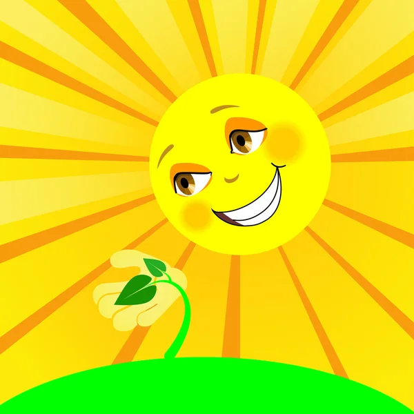 太阳和年轻的植物 — 图库矢量图片