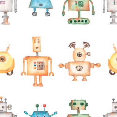 Suluboya Kağıt, Gezegenler, Yıldız, Ay, Astronot Kağıdı, Uzaylı Gemisi, Robotlar, kumaş için tekrarlayan desen, Çocuk baskı tasarımı, kozmos baskısı, albüm defteri