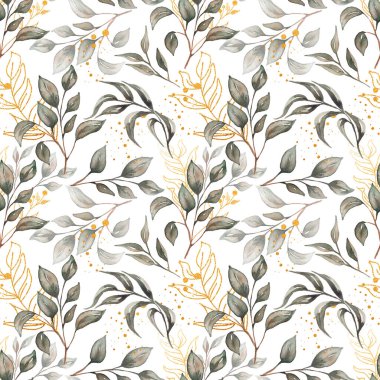 Altın Kelebekli Yapraklar Kağıt, Suluboya Gri ve Bej Yapraksız Kalıplar, Yeşil Kağıt, Çiçeksiz Bitmeyen Kağıt, Çizim Defteri