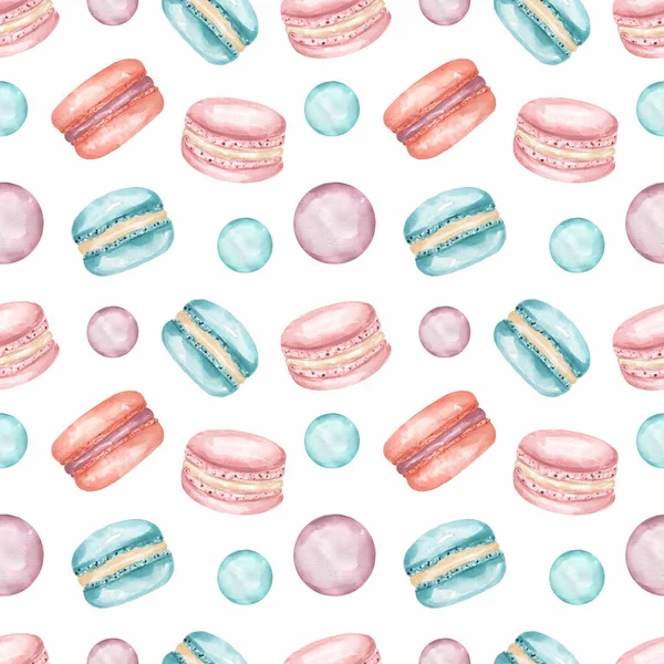 Aquarell Leckere Bonbons Wiederholen Papier Macaron Sammelalbum Papier Süßigkeiten Verpackungspapier — Stockfoto