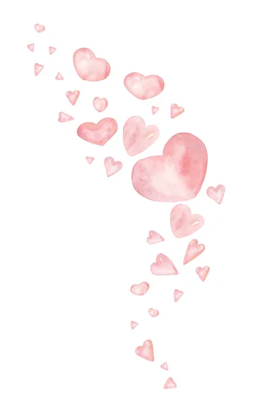 Flyg Hjärtsammansättning Clipart Akvarell Pastell Hjärtan Arrangemang Illustration Rosa Delikat — Stockfoto