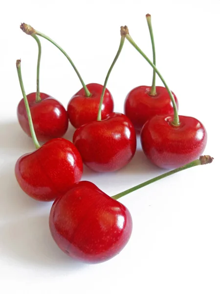 Fresh Juicy Sweet Cherry White Background — Foto de Stock