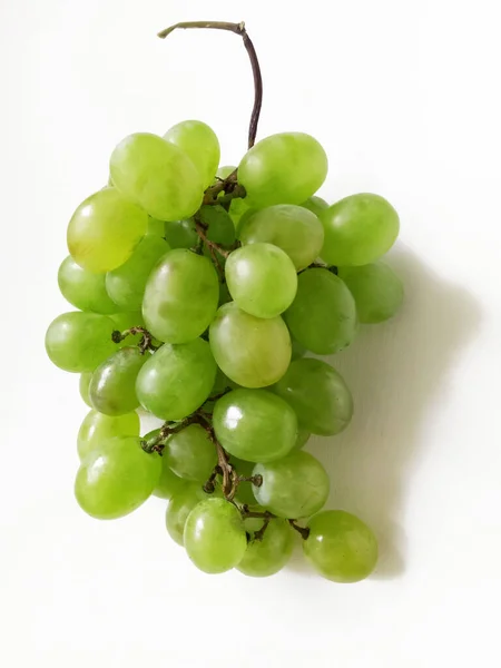 Cacho Uvas Verdes Frescas Isoladas Sobre Fundo Branco — Fotografia de Stock