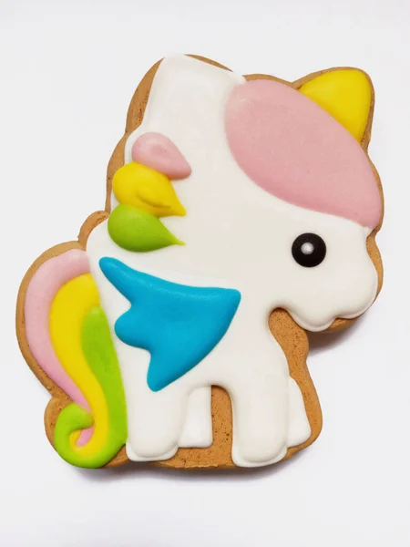 Gingerbread Form Unicorn White Background — Stock Photo, Image