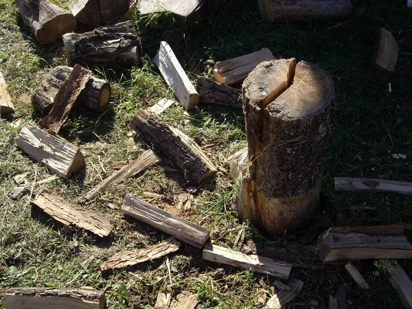 Sekání Dřeva Palen Zimu Pro Vařič — Stock fotografie