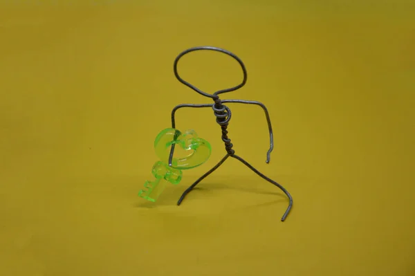 Human Figure Made Metal Wire Object — Fotografia de Stock