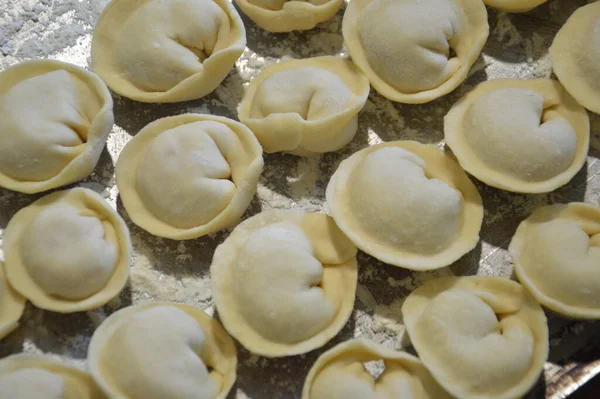 Woman Sculpts Dumplings Home — Foto Stock