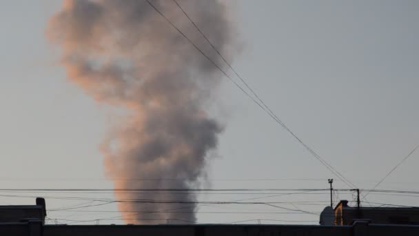 Smoke Rises Chimney Boiler Room Residential Building — Video Stock