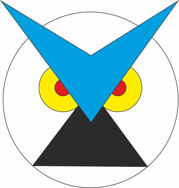 猫头鹰扁平多彩的头符号 — 图库照片