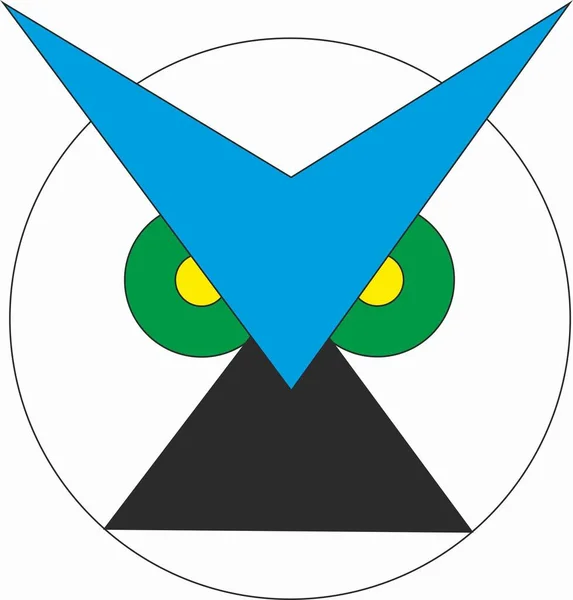 Owl Flat Multicolored Head Symbol — Stock Photo, Image