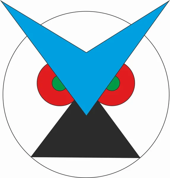 Sowa Płaska Głowa Wielobarwna Symbol — Zdjęcie stockowe
